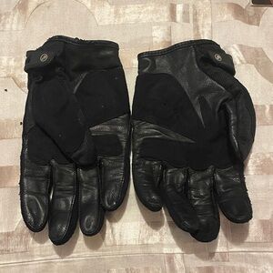 Black Leather & Fabric Men's Gloves